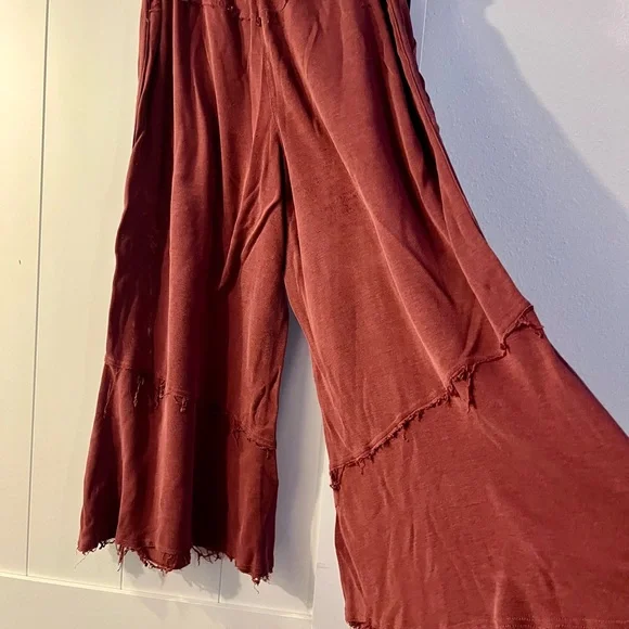 Free People Movement Wide-Leg Crop Pants in rust (M) - Picture 5 of 8